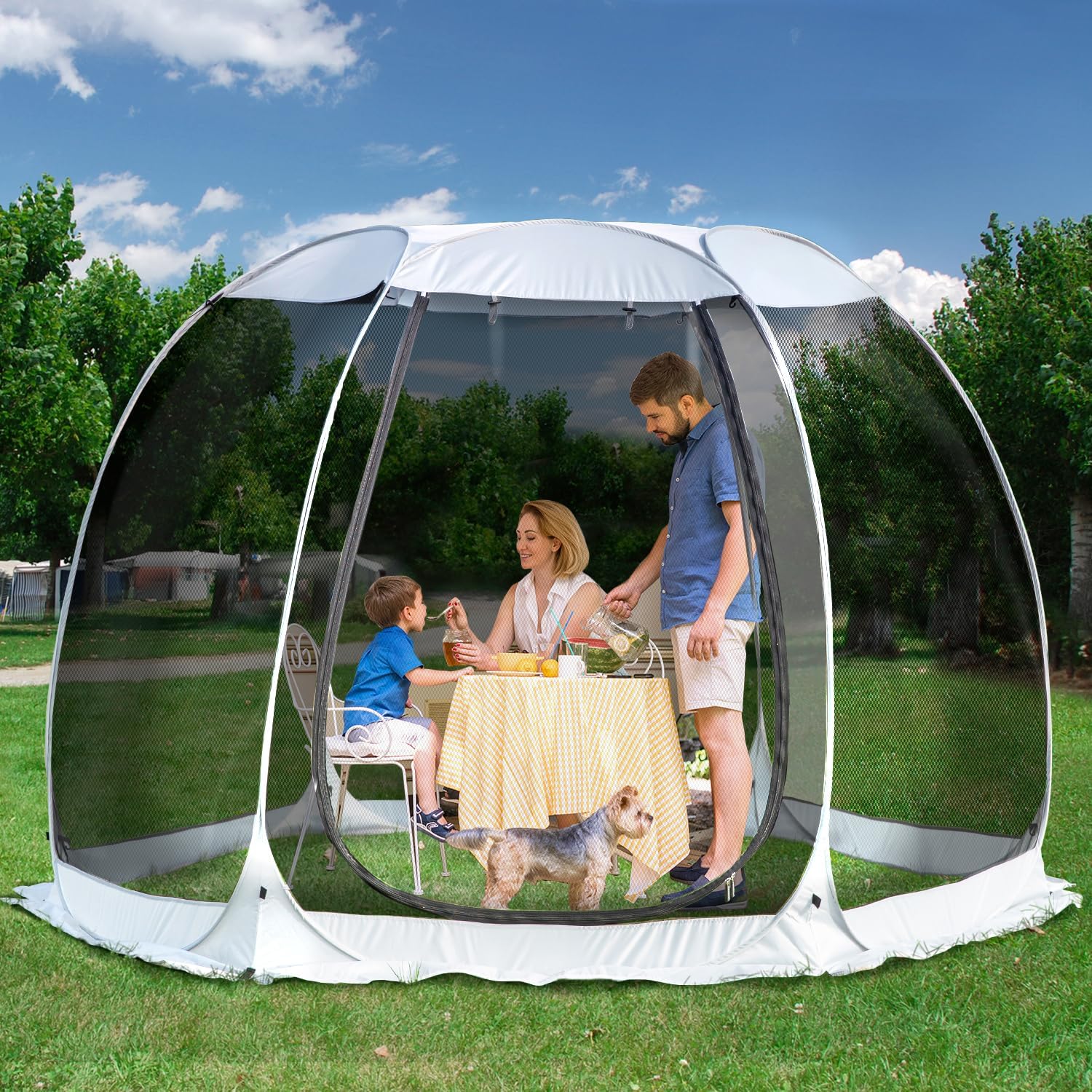 Screen gazebo, sleeps 6-10-15 people Igloo-style canopy tent with mosquito net on the sides Perfect for garden, patio, backyard wourant