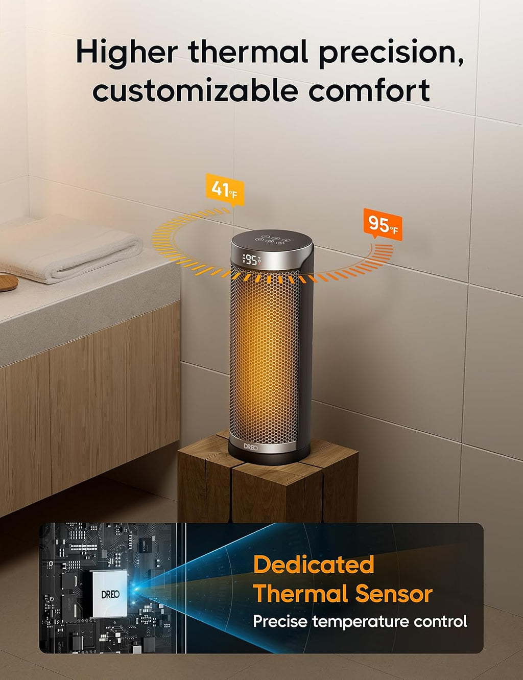 Dreo Space Heater, 1500W Electric Heaters for Indoor Use with Thermostat, 70° Oscillation, 8 Safety Protections, 5 Modes, Remote, 12H Timer, Quiet Portable Heater for Office, Bedroom, Large Room wourant