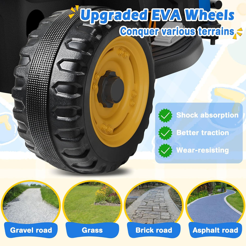 24V Ride On Tractor w/Tiltable & Detachable Trailer, 2x65W Motors, EVA Tires, Remote Control, Bluetooth, Shifter, Music, Electric Car for Kids, Green wourant