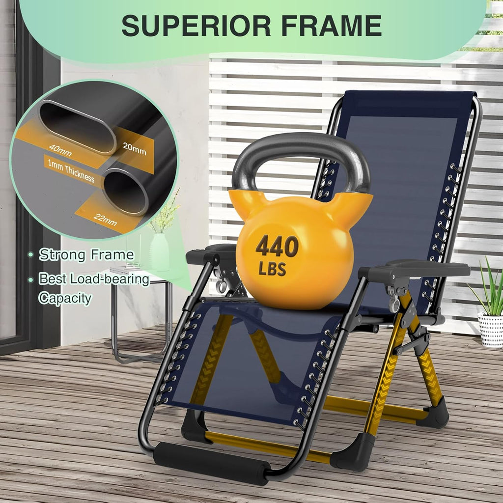 Indoor and outdoor patio chair folding lounge chair zero gravity chair with removable cushion camping lounge chair wourant
