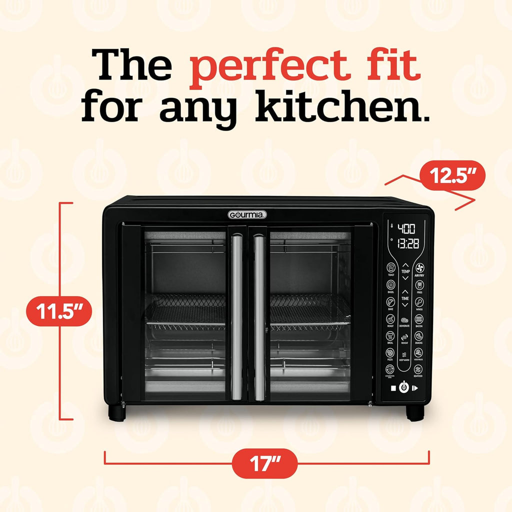 Gourmia Oven Air Fryer Combo with 17 Cooking Presets, 24L Capacity, Convection Rack, Baking Tray, Recipe Book GTF7460 wourant
