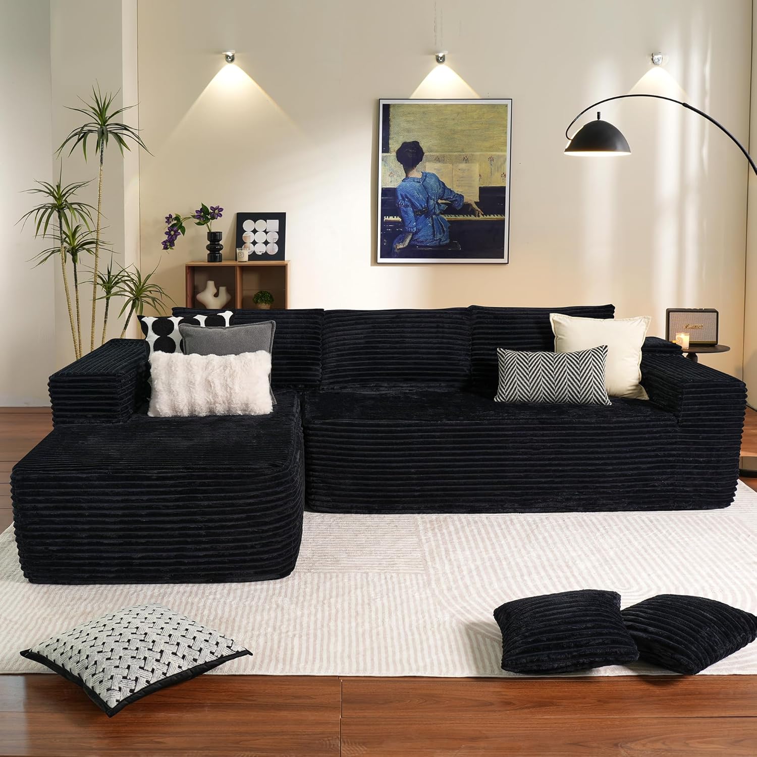 Ovios 104" Cloud Section Sofa L-shaped lounge chair, modern modular sofa wourant