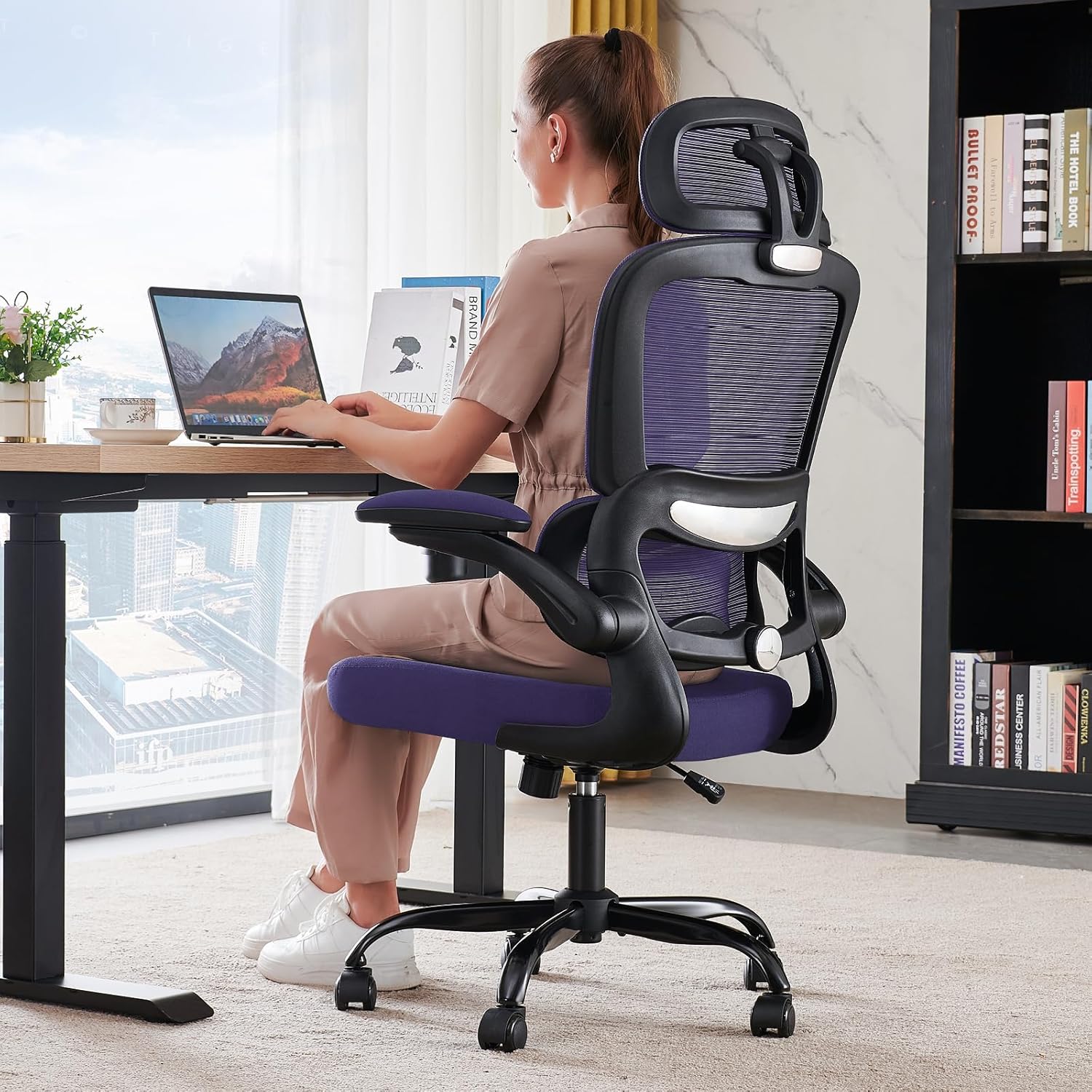 Office Chair Ergonomic Desk Chair, 330 lbs Home Mesh Desk Chair with Wheels, Comfortable Gaming Chair, High Back Office Chair wourant