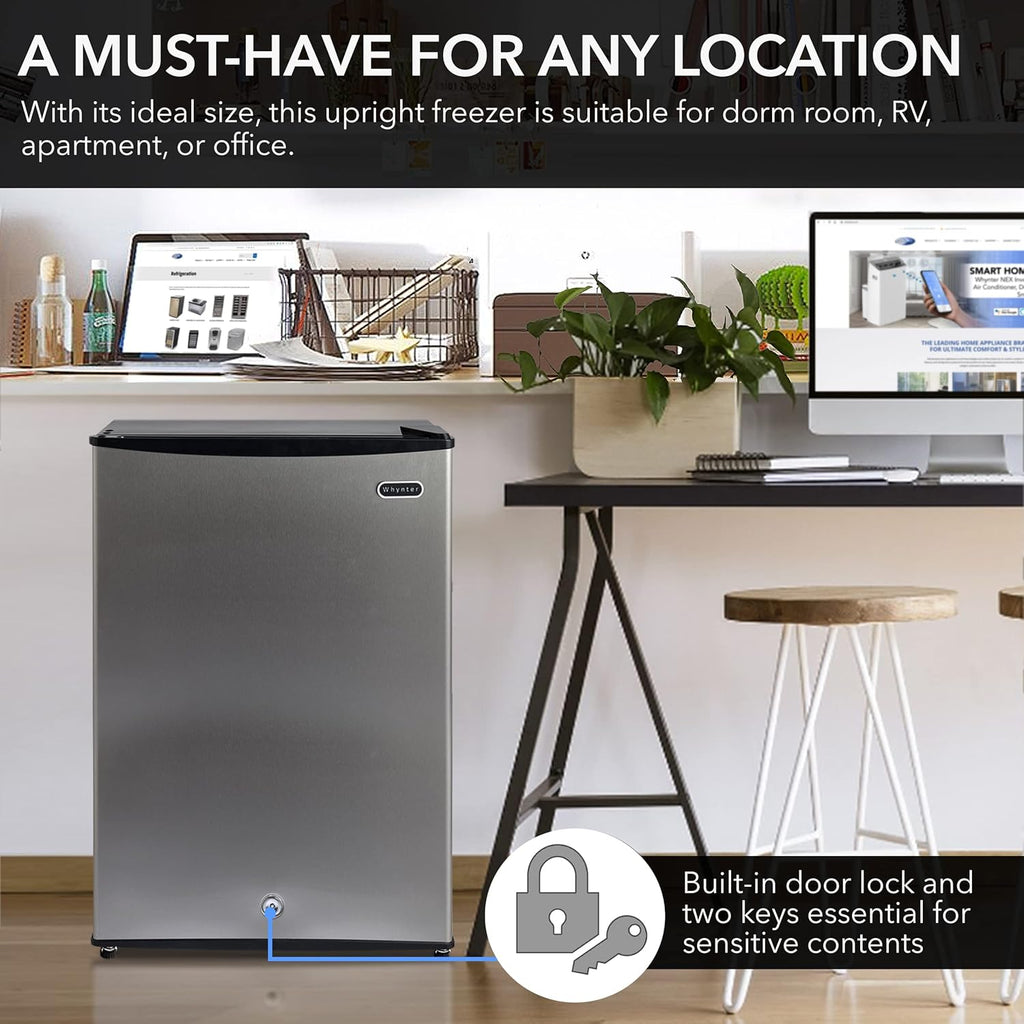 Whynter CUF-112SS Mini, Energy Star Rated Small Upright Freezer with Lock, Stainless Steel -1.1 Cubic Feet wourant