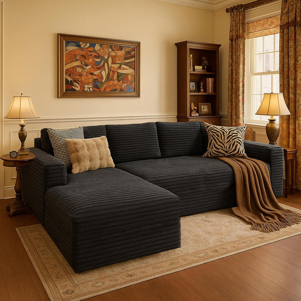 Cloud section sofa and L-shaped recliner modern modular sofa with deep seats wourant