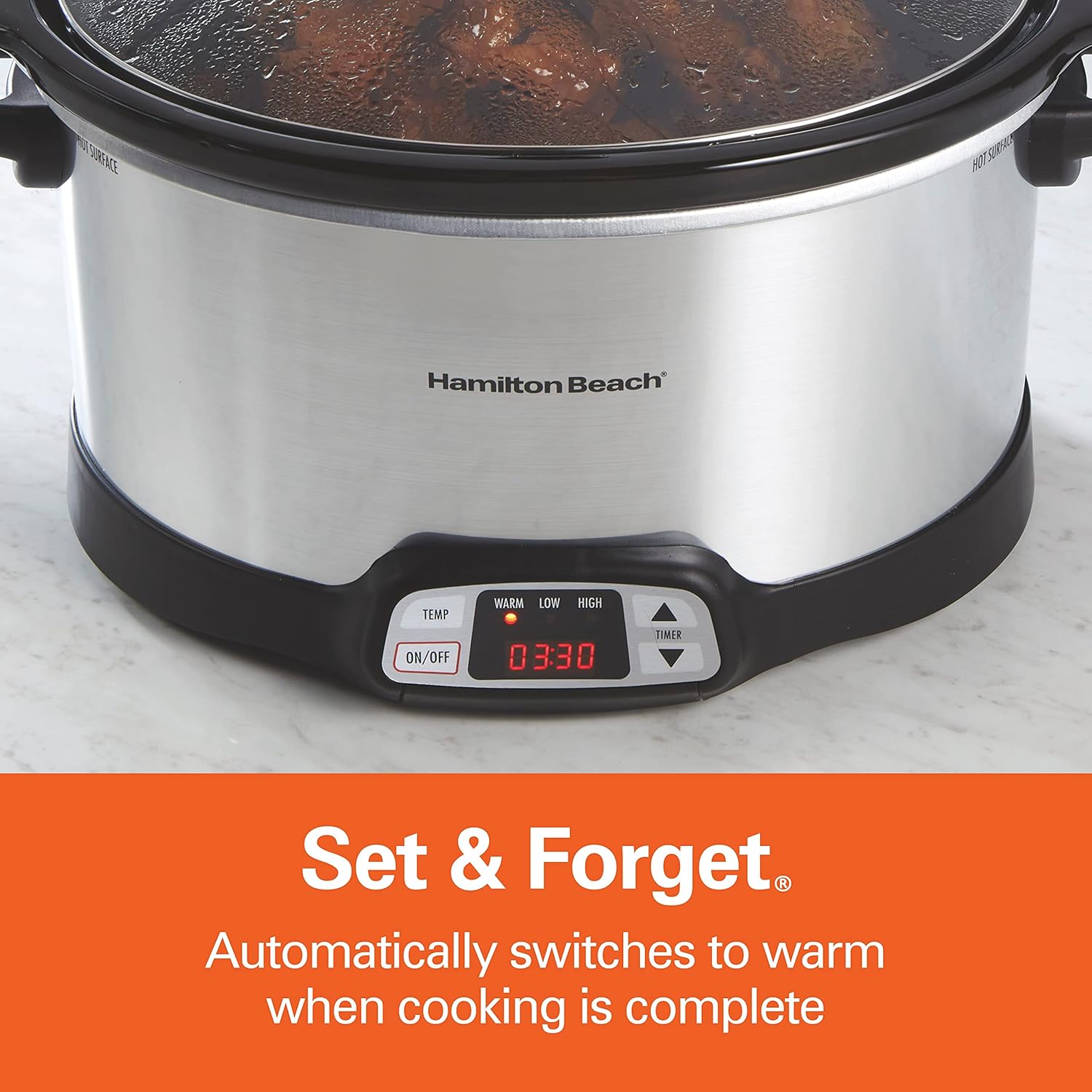 Hamilton Beach 8 Quart Programmable Slow Cooker Three Temperature Settings Dishwasher Safe Crock wourant