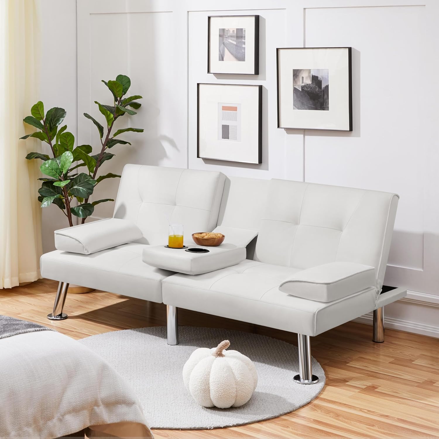 Convertible Sofa Bed Modern Imitation Leather Home Recliner Flip Double Sofa Folding Sofa Bed Guest Bed wourant