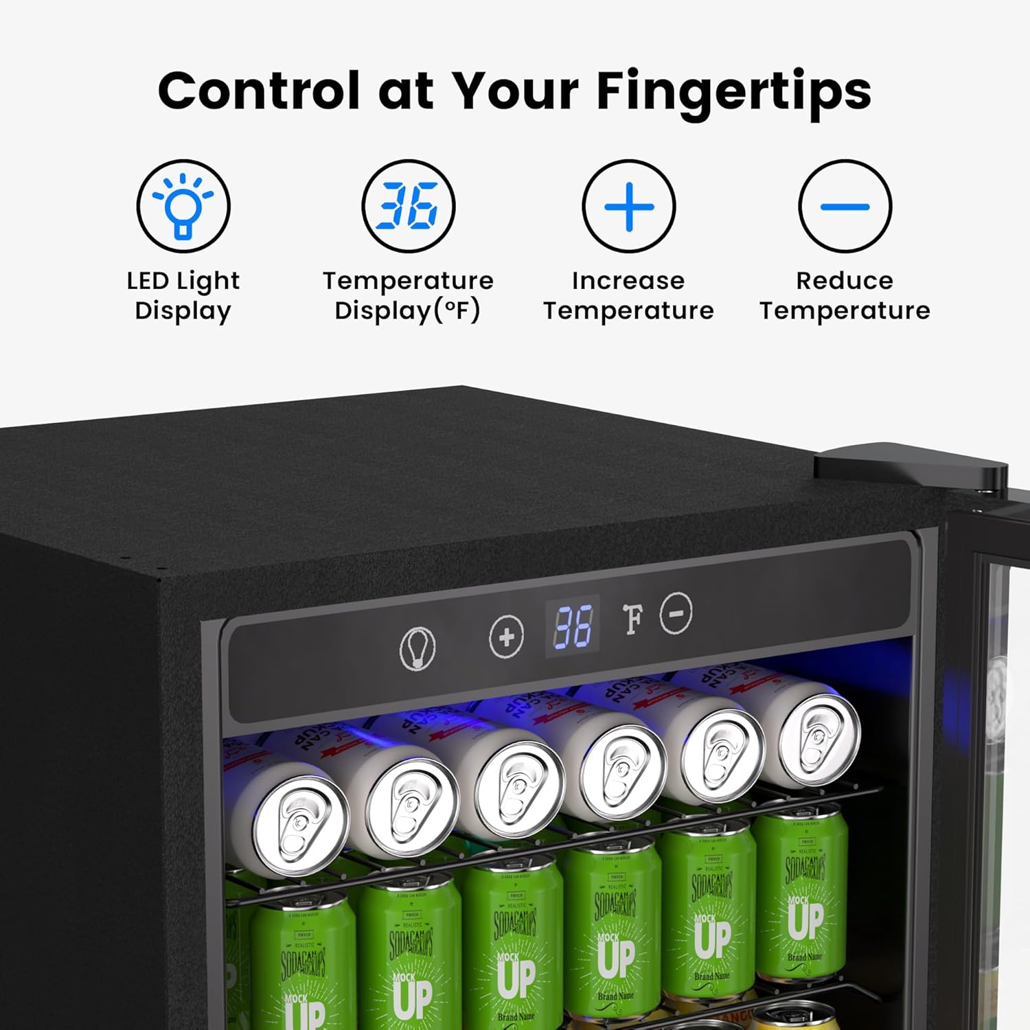 Beverage Refrigerator Cooler - 126 Can Mini Fridge Glass Door for Drinks Soda Beer Wine - Small Refrigerator for Office Bedroom Home Bar, 4 Adjustable Shelves, 3.2 Cu.Ft, Silver wourant