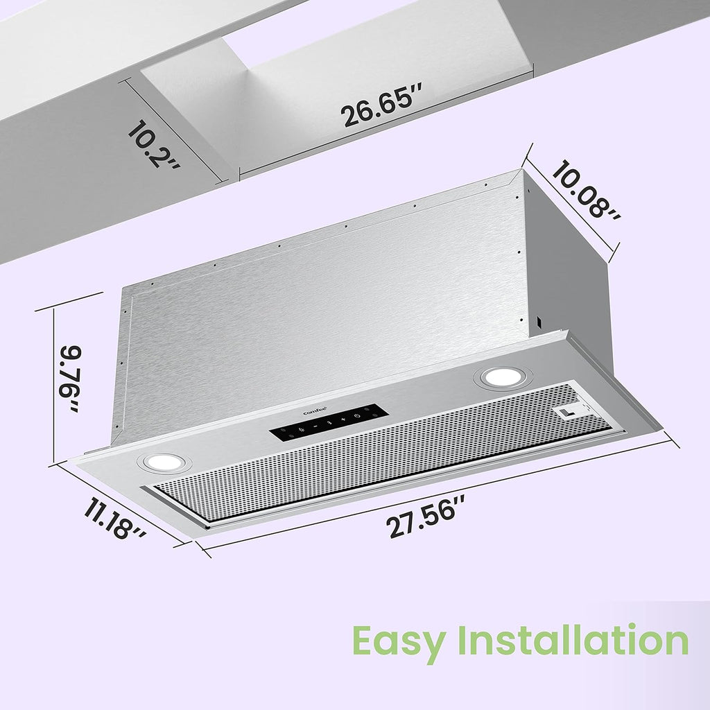 Comfee 30" Under Cabinet Ducted/Ductless Convertible Slim Vent Durable Stainless Steel Kitchen Reusable Filter wourant