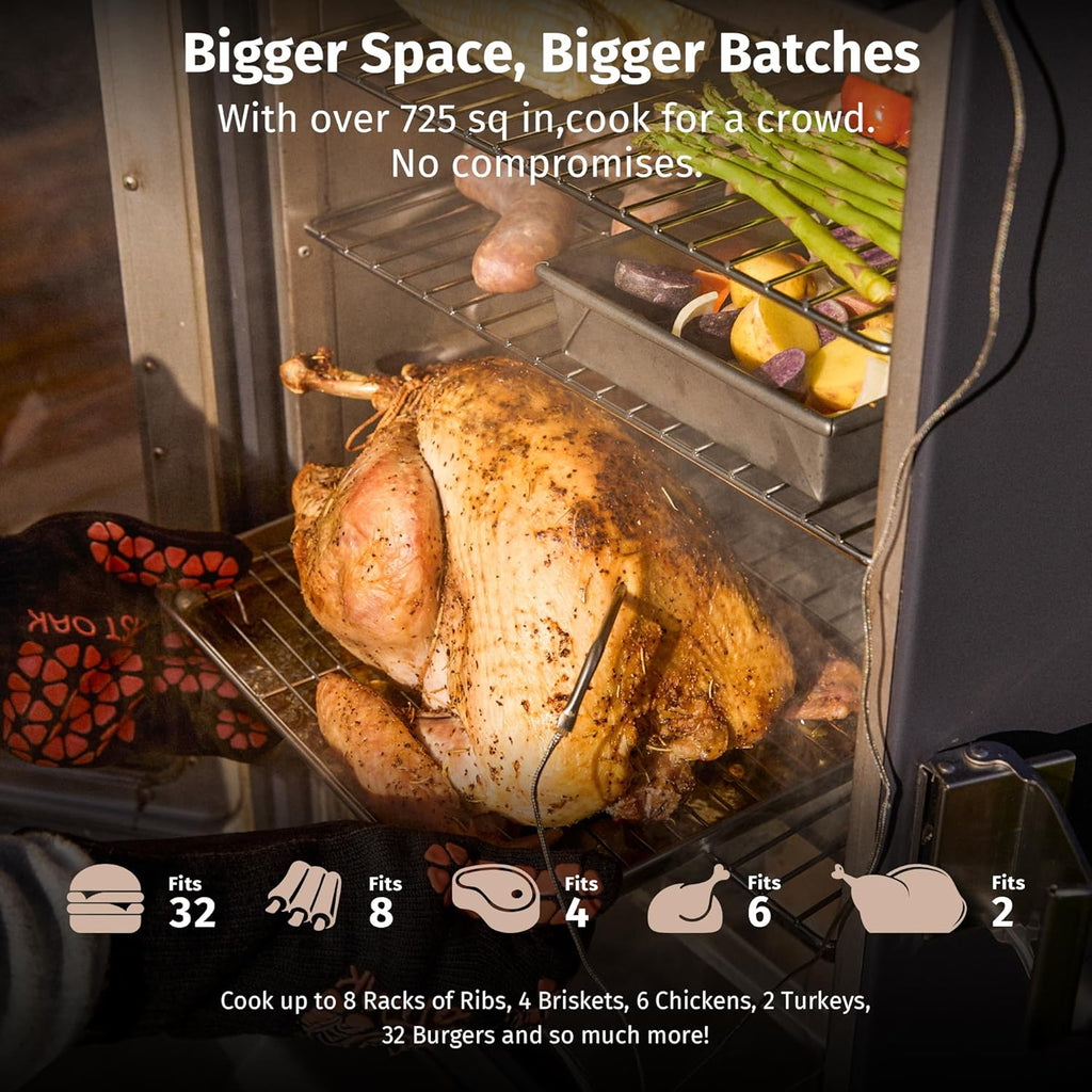 EAST OAK 30" Outdoor Electric Smoker | Built-in meat probe, smokes up to 6 times longer in a single load, side loader for uninterrupted smoking wourant