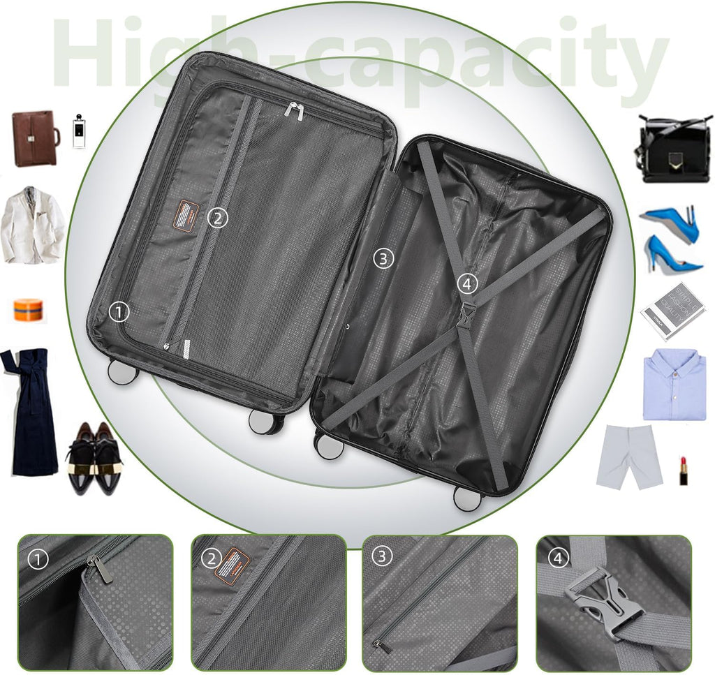 Luggage 6-piece hardshell expandable suitcase lightweight travel carry-on luggage set wourant