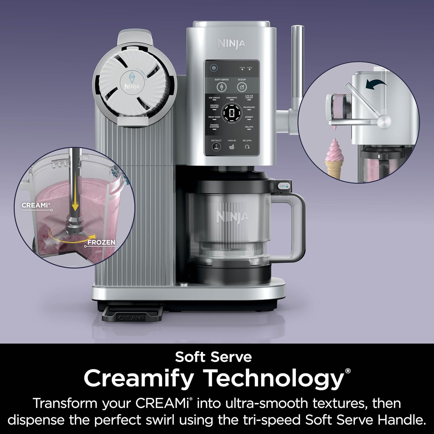 Ninja Swirl by CREAMi Ice Cream and Soft Serve Maker, Sorbet, Milkshake, Frozen Yogurt, Low Calories Program & More, 13-in-1, Soft Serve Handle, (2) CREAMi Swirl 16oz Pints, For Kids & ALL ages, NC701 wourant