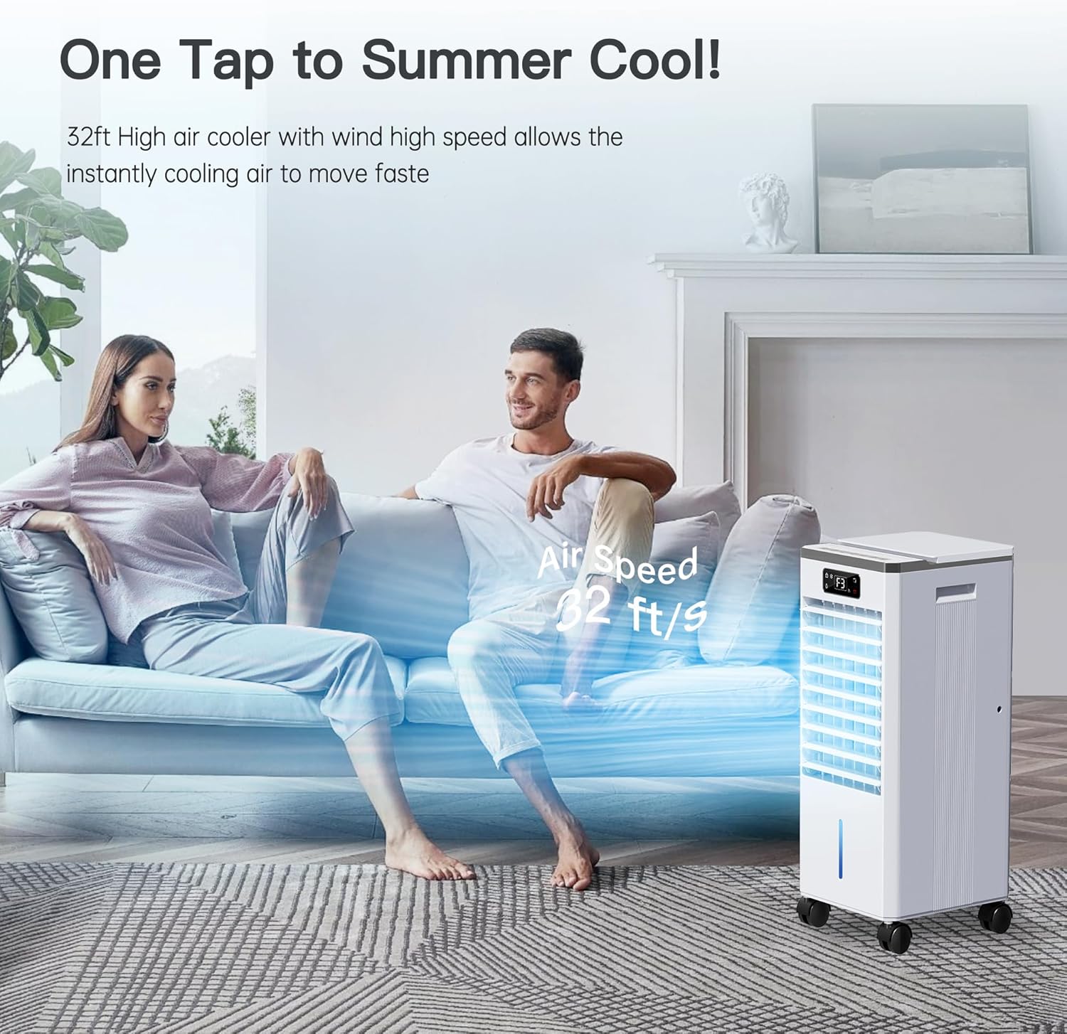 Windowless Portable Air Conditioners, Evaporative Air Cooler w/3 Modes & 3 Speeds, 12H Timer for Smart Auto-off, 2-Gal Tank for 20H Cooling,16FT Remote,No Hose Needed,46db Swamp Cooler wourant