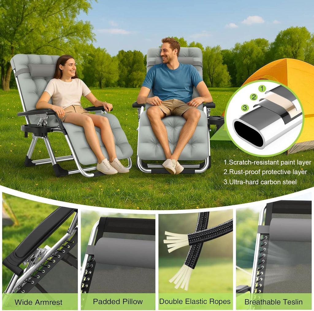 Indoor and outdoor patio chair folding lounge chair zero gravity chair with removable cushion camping lounge chair wourant