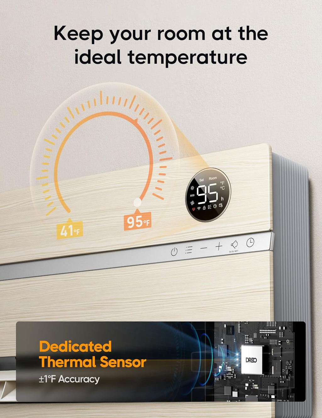 Dreo Smart Wall Heater, Electric Space Heater for Bedroom 1500W, 120° Vertical Oscillation, Adjustable Thermostat, Remote Control, 24H Timer, Easy-Mount Heater for Indoor Use, Works with Alexa, WH719S wourant