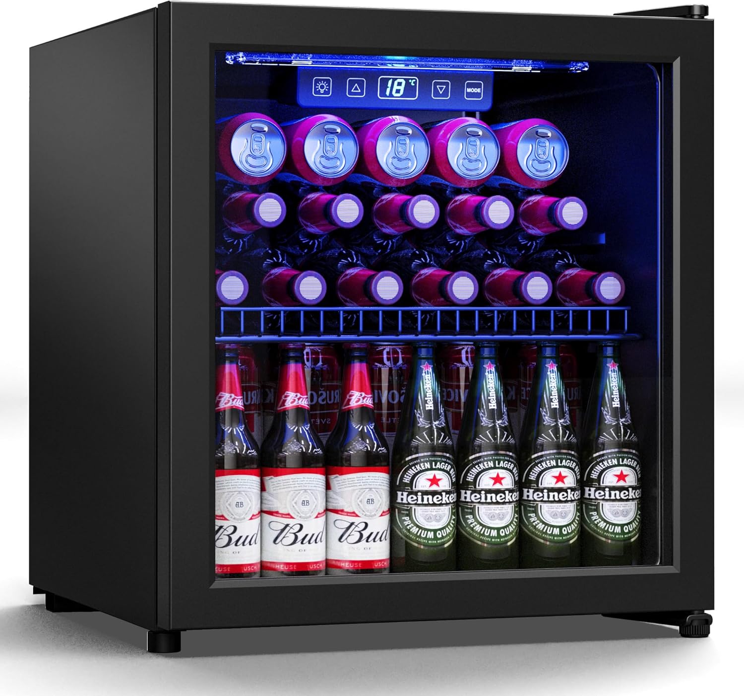 Beverage Refrigerator Cooler-120 Cans Freestanding Mini Fridge Cooler with Glass Door wourant