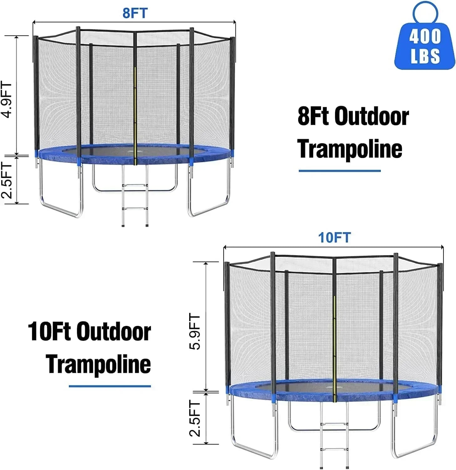 AOTOB 8FT 10FT 12FT 14 FT 15FT Trampoline with Safety Enclosure Net Outdoor Trampoline wourant