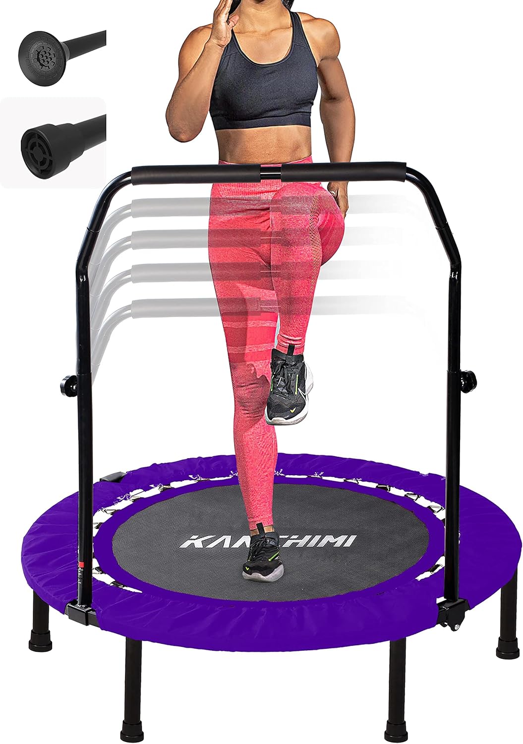 Kanchimi 40" 48" Folding Mini Fitness Indoor Exercise Workout Rebounder Trampoline with Handle, Max Load 330lbs wourant