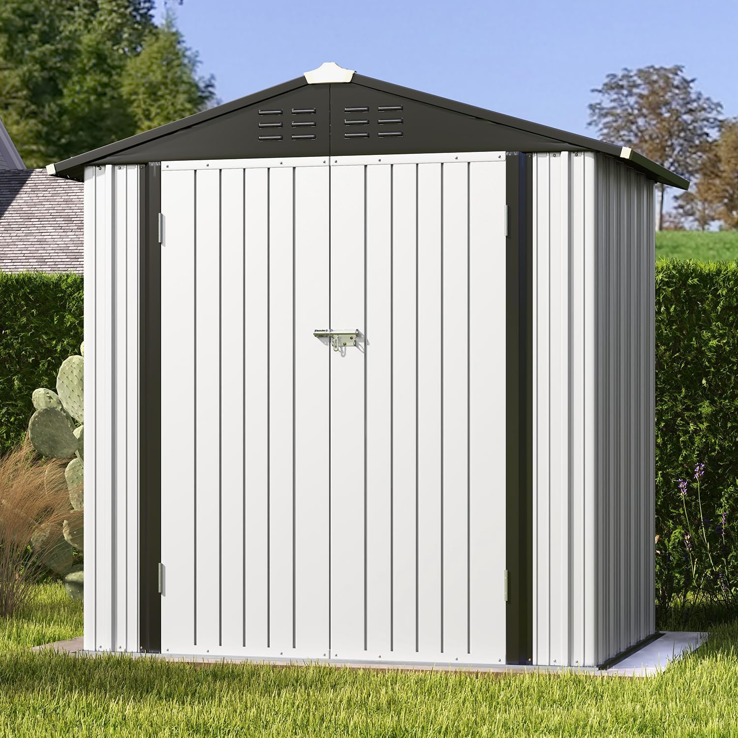 Patiowell 5x3 FT Outdoor Storage Shed Tool Shed with Sloping Roof and Lockable Door Metal Shed wourant