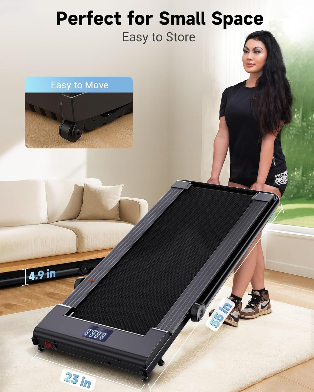 PulseDrive 8.7 MPH Walking Pad Treadmill Compact Under Desk Treadmill Walking Running Machine wourant