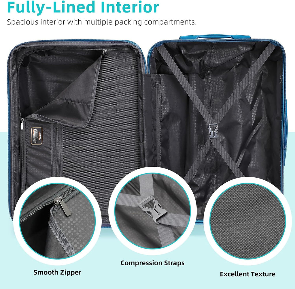 6-piece luggage set, expandable hardshell suitcase set with spinner wheels, lightweight rolling luggage set wourant