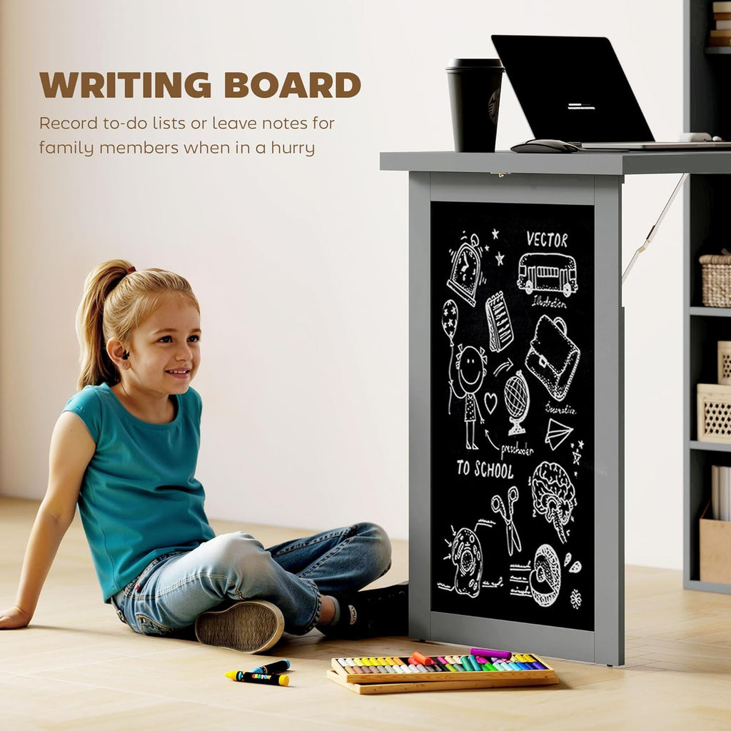 Folding convertible writing desk, wall mounted desk cabinet, multifunctional home office workstation wourant