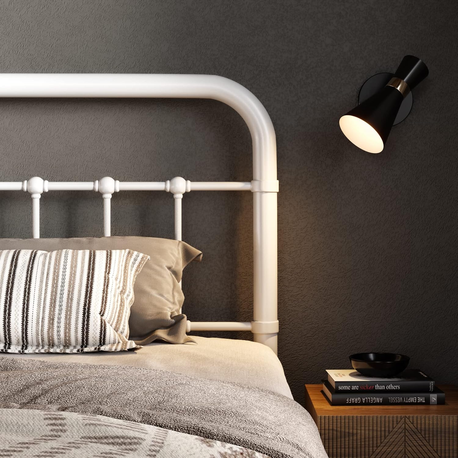 Allewie Queen Size Metal Platform Bed Frame with Victorian Style Wrought Iron-Art Headboard wourant