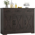 HOSTACK Modern Farmhouse Sideboard Buffet Cabinet Barn Doors Buffet Storage Cabinet with Drawers wourant