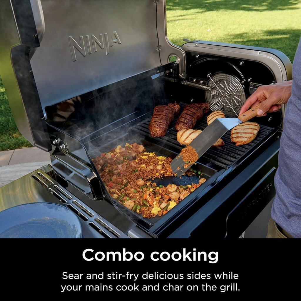Ninja FlexFlame, Grill and Smoker, Electric and Propane Grill, Roaster, BBQ Grill, 5-in-1 Cooking System, 3 Burner, Digital Control, Outdoor Cooking, Griddle, Pizza Maker, Stainless Steel, PG301 wourant