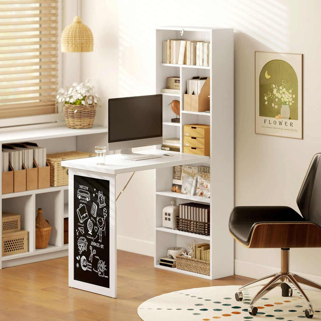 Folding convertible writing desk, wall mounted desk cabinet, multifunctional home office workstation wourant