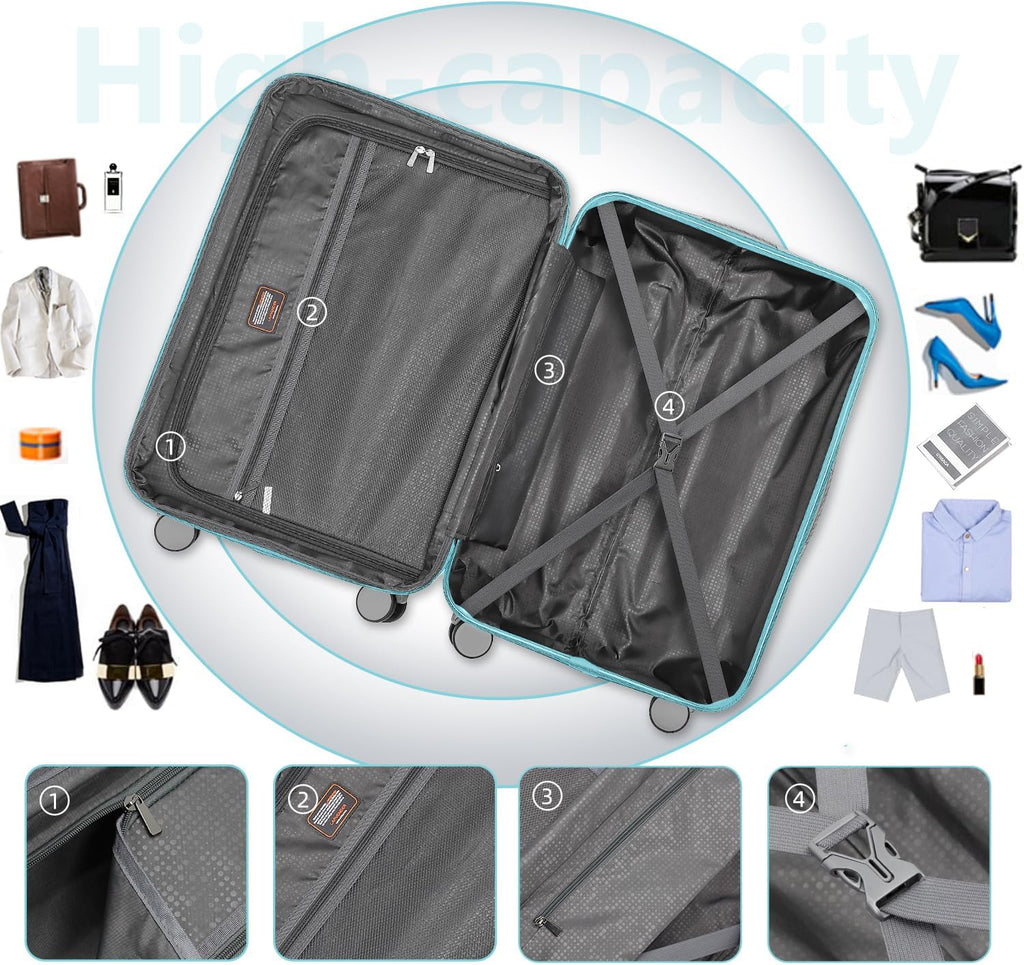 Luggage 6-piece hardshell expandable suitcase lightweight travel carry-on luggage set wourant