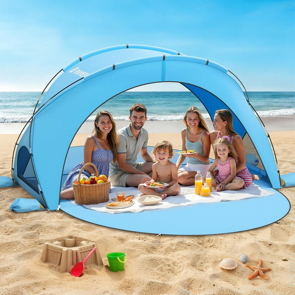 Beach Tent Sun Shelter, Beach Shade Tent with UPF50+ UV Protection, Beach Sun Shelter, Beach Shade with 2 Zippered Doors, Portable Beach Tent for Beach Camping Fishing wourant