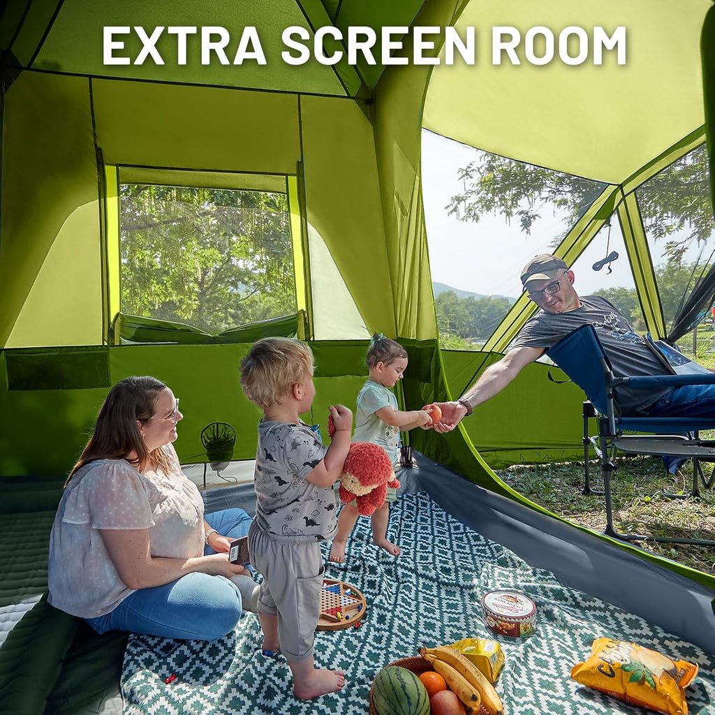 TIMBER RIDGE 5-9 Person SUV Tent with Screen Porch and Awning for Family Camping, Weather Resistant and Portable Van or Car Tent, Includes Rainfly and Storage Bag, 13' W X 10' L X 7.1' H wourant