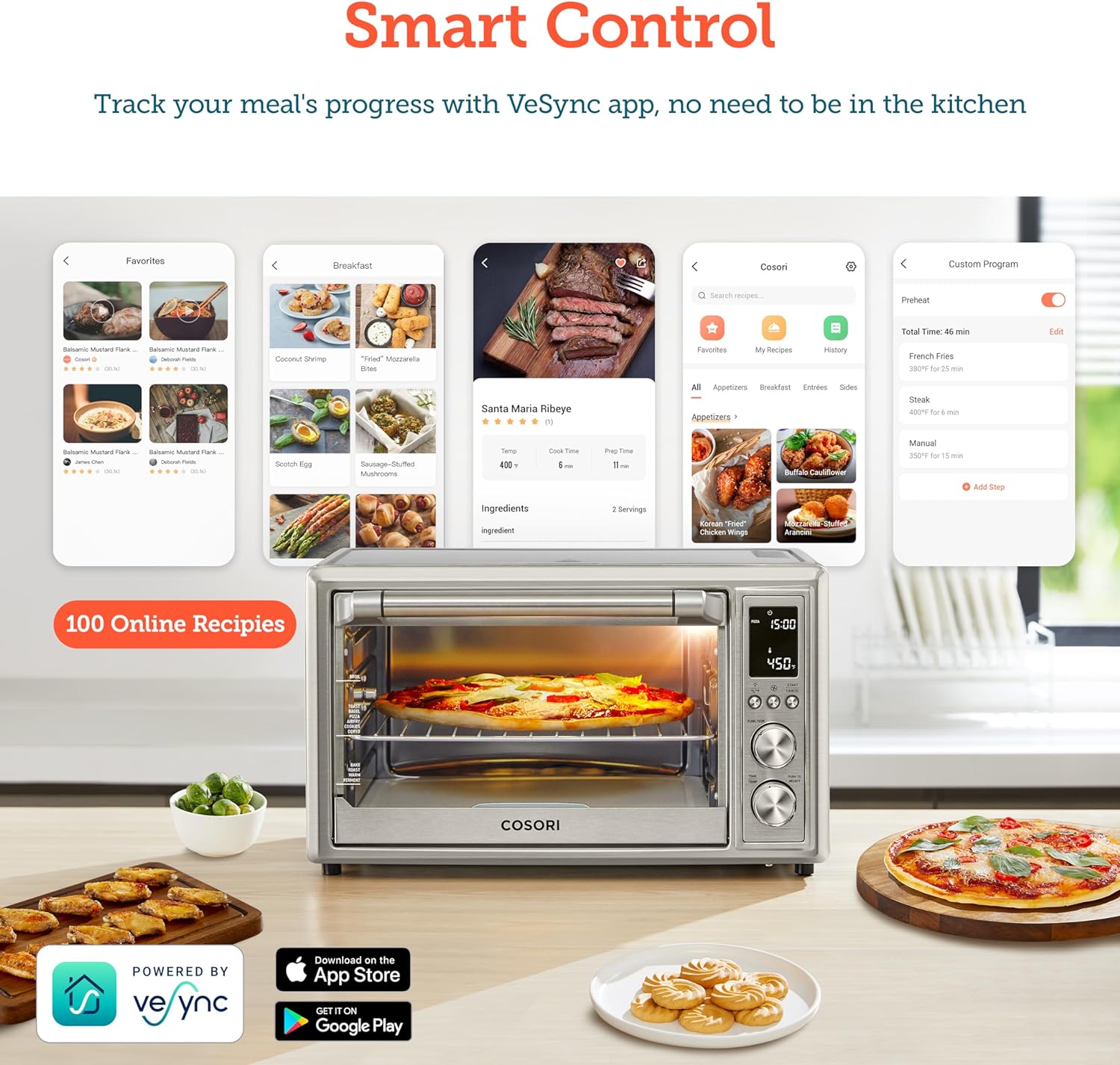 Air Fryer Toaster Oven Combo 13-in-1 32Qt APP & Voice Control Convection Oven Countertop wourant