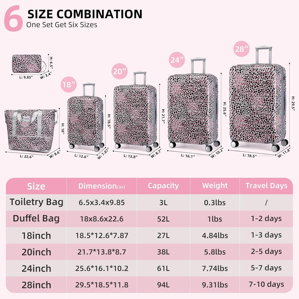 6-piece luggage set, expandable hardshell suitcase set with spinner wheels, lightweight rolling luggage set wourant
