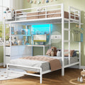 DICTAC Bunk Bed with L-Shaped Desk 5 Storage Drawers and 2 Shelves Metal Twin XL wourant