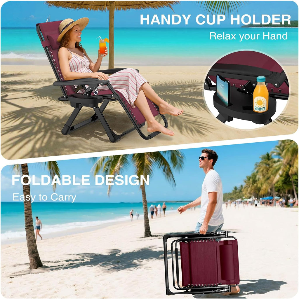 Indoor and outdoor patio chair folding lounge chair zero gravity chair with removable cushion camping lounge chair wourant