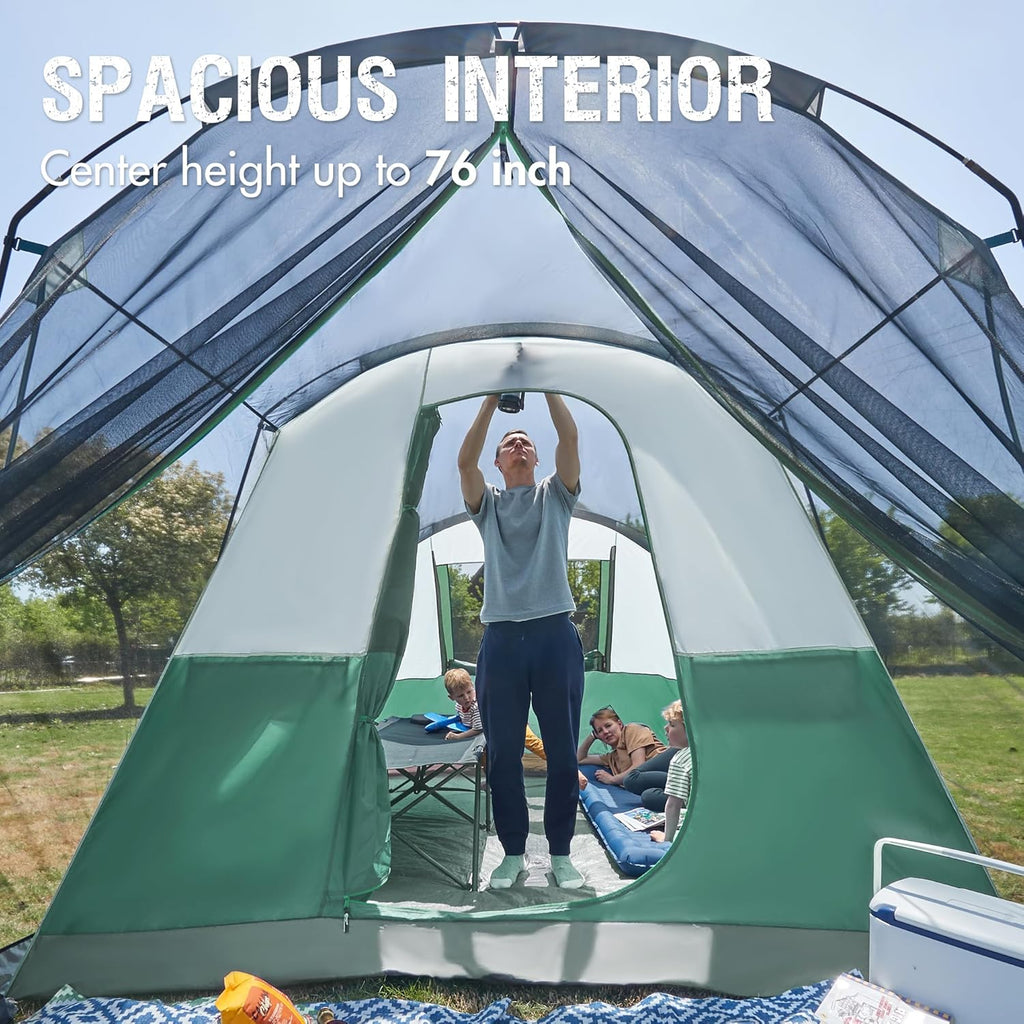 PORTAL 6/8/10 Person Family Camping Tent with Screen Room, Water Resistant Big Tunnel Tent with Rainfly, Large Family Tent for Outdoor Camping, Party wourant