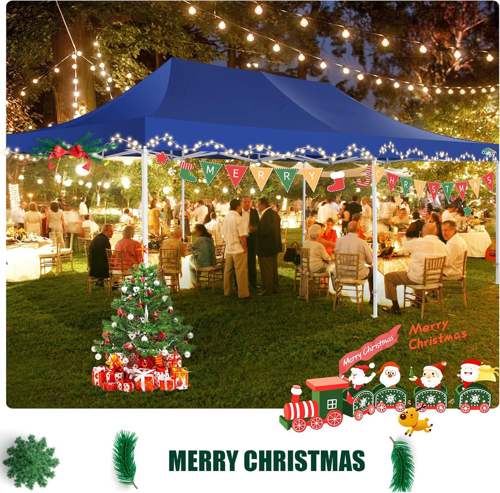 COBIZI 10x20 Heavy Duty Pop up Canopy Tent with 6 sidewalls Easy Up Commercial Outdoor Canopy Wedding Party Tents for Parties All Season Wind & Waterproof Gazebo with Roller Bag,Black(Frame Thickened) wourant