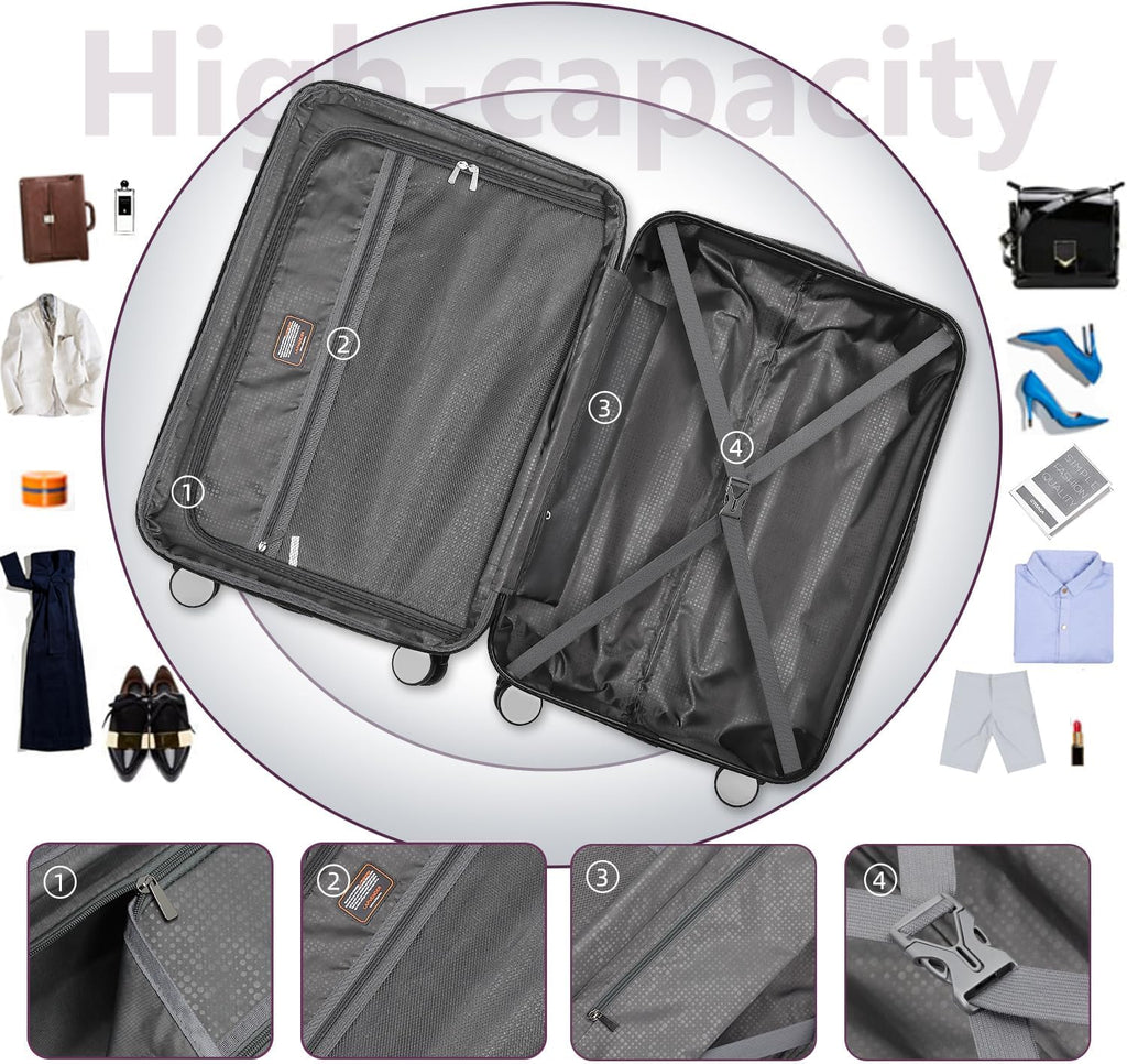 Luggage 6-piece hardshell expandable suitcase lightweight travel carry-on luggage set wourant