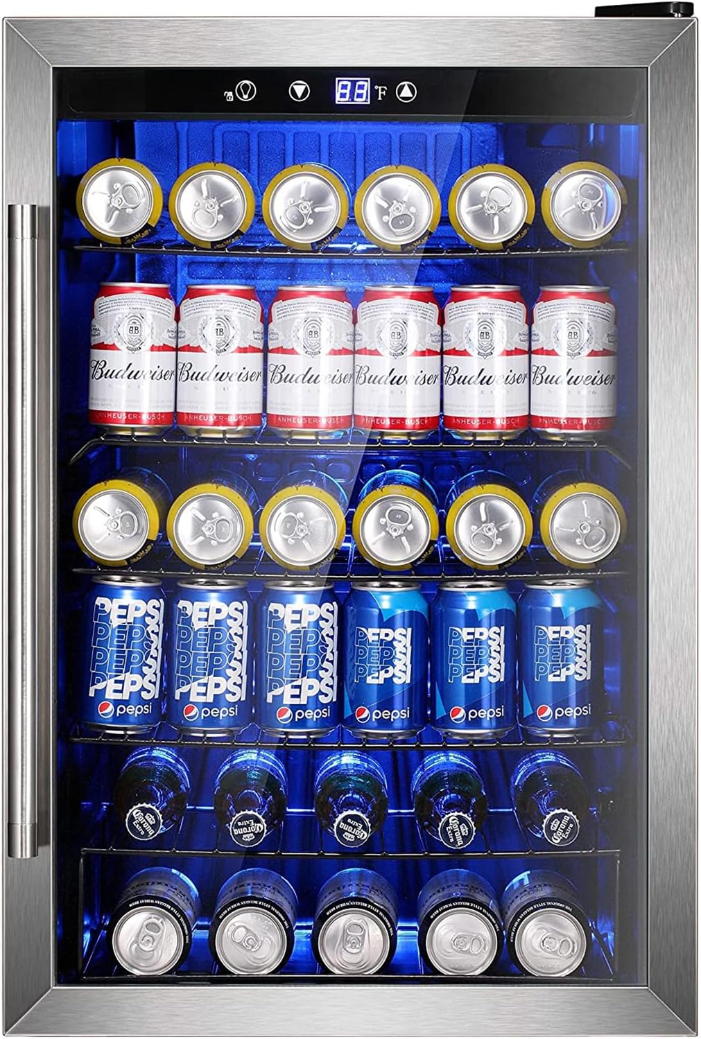 Mini Fridge 130 Can Beverage Refrigerator Cooler, 3.2 Cu.Ft Drink Fridge for Soda Wine Beer, Adjustable Temperature Control for Home Office, Black wourant