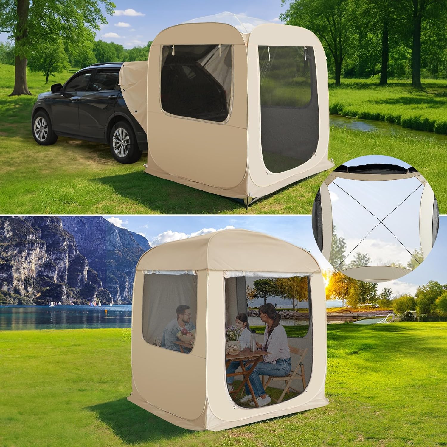 Screen gazebo, sleeps 6-10-15 people Igloo-style canopy tent with mosquito net on the sides Perfect for garden, patio, backyard wourant