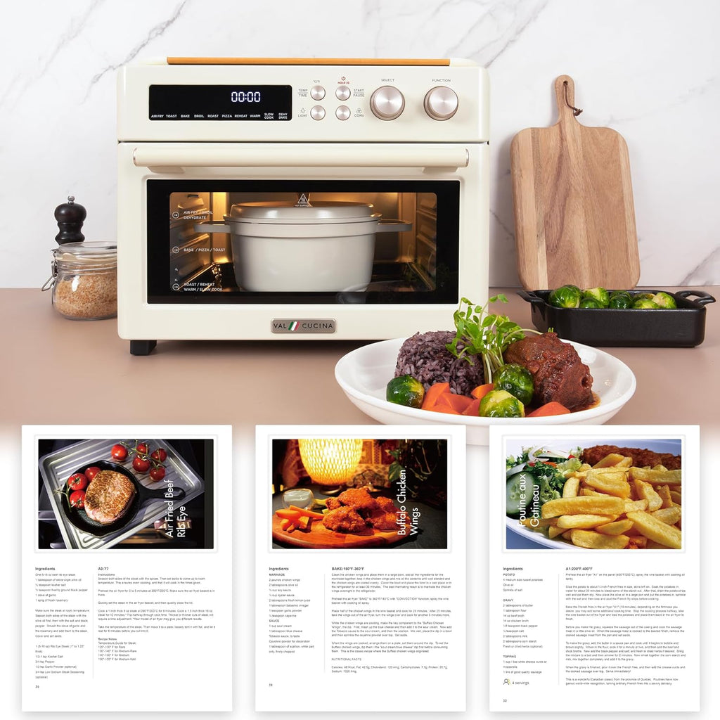 Infrared Heating Air Fryer Toaster Oven, Extra Large Countertop Convection Oven 10-in-1 Combo, 6-Slice Toast, Enamel Baking Pan Easy Clean with Recipe Book, Black Matte Stainless Steel wourant