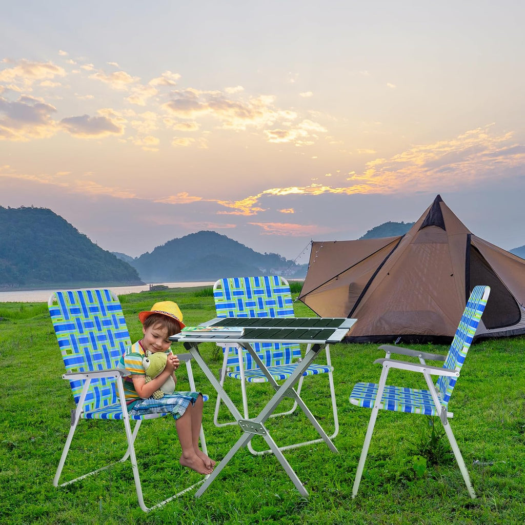 VINGLI Patio Lawn Webbed Folding Chairs Set of 2, Outdoor Beach Portable Lawn Chair Camping Chair Beach Chair wourant