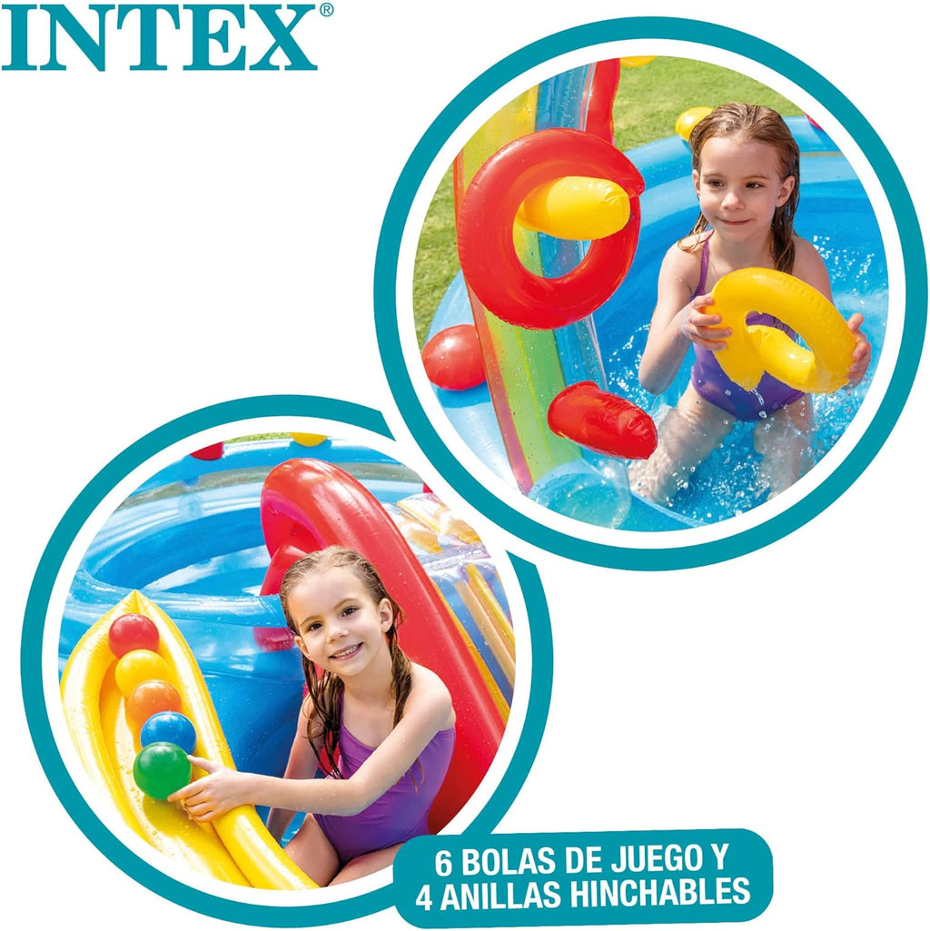 Intex 96" x 78" x 28" Inflatable Jungle Adventure Play Center Spray Kiddie Pool - Backyard Kids Water Slide, Outdoor Blow-Up Splash Pad for Toddlers wourant