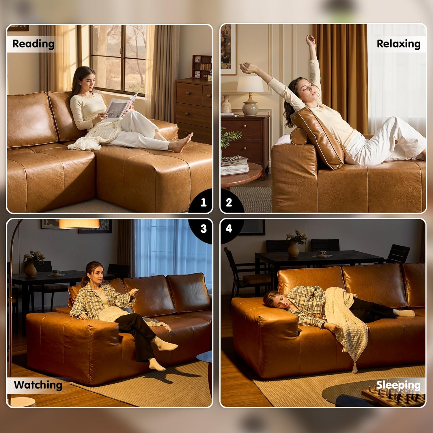 Ovios 104" Cloud Section Sofa L-shaped lounge chair, modern modular sofa wourant