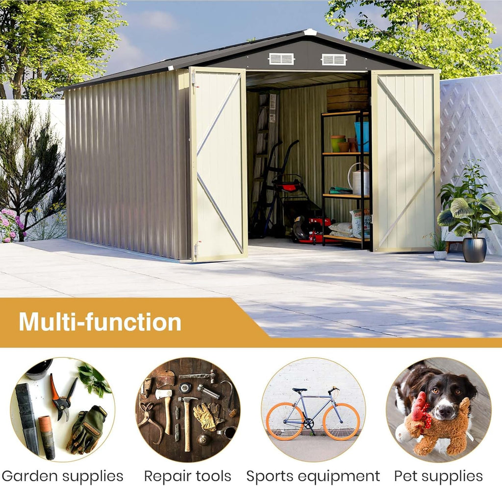 Patiowell 5x3 FT Outdoor Storage Shed Tool Shed with Sloping Roof and Lockable Door Metal Shed wourant