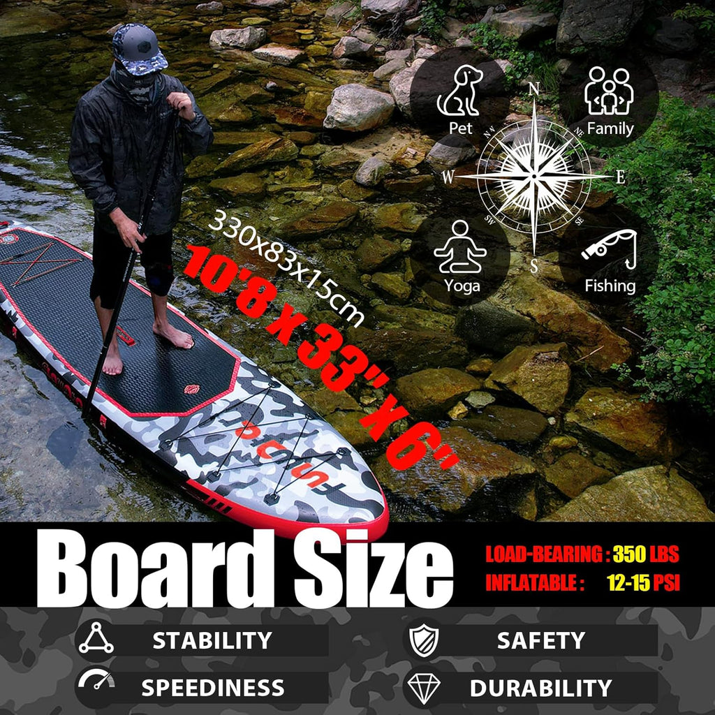 FunWater Inflatable Stand Up Paddle Board with Premium SUP Paddle Accessories, Non-Slip EVA Deck, 11'/10'6' Paddle wourant