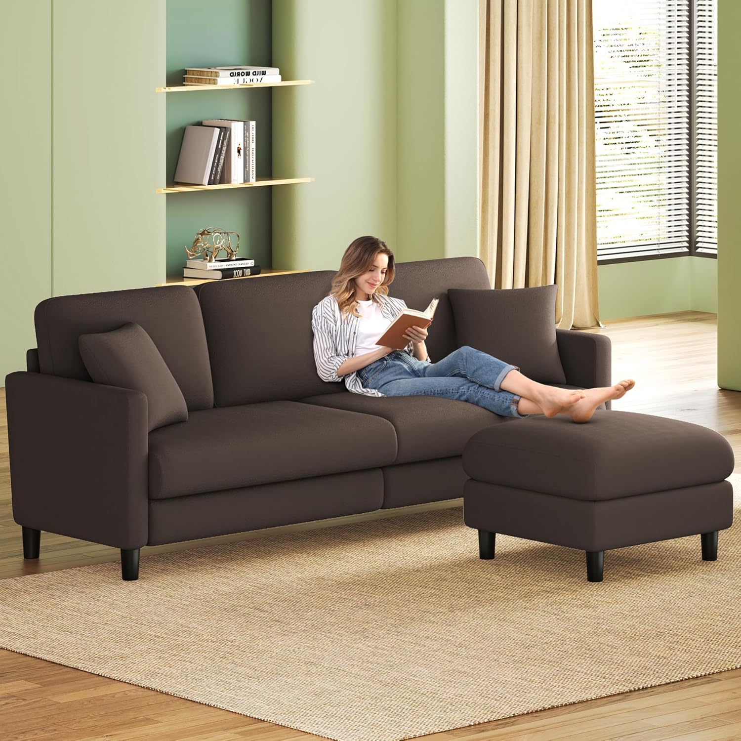 83 inch Couches for Living Room Comfy Sofas for Living Room Teddy Sofa Couch Tool Free Setup wourant