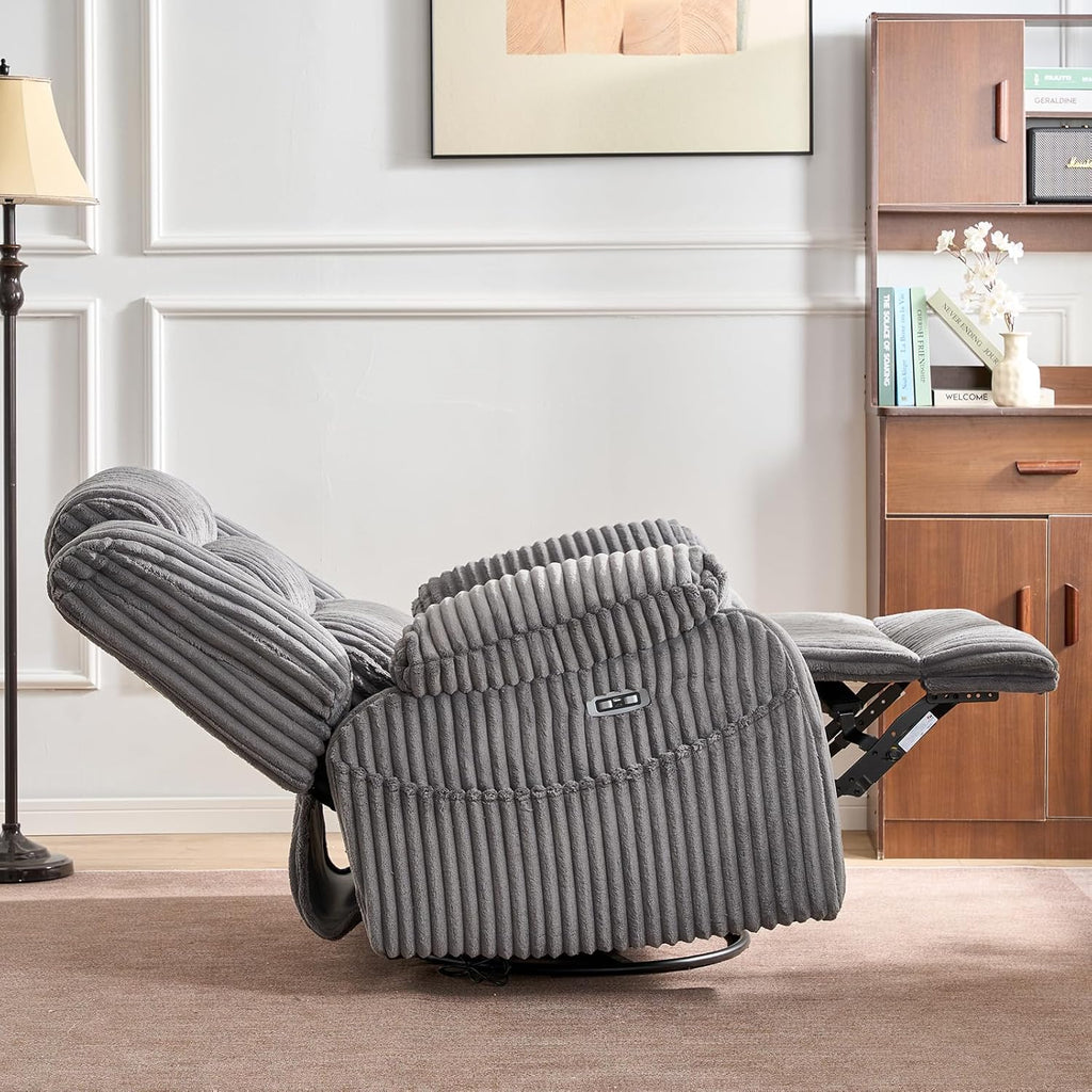 Electric rotary rocker lounge chair for adults with massage and calories, USB and C charging ports wourant